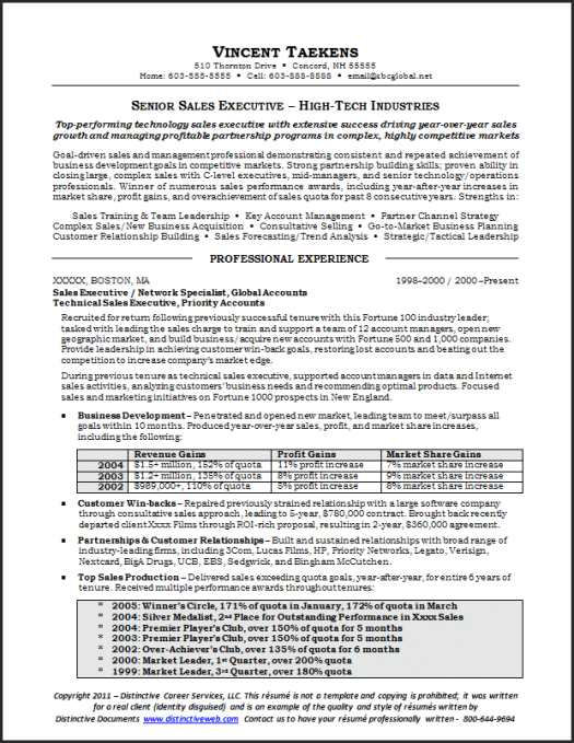 resume samples for sales. Sample sales resume written by