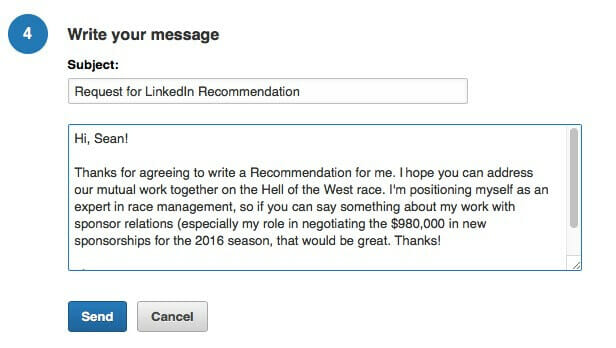 Writing a recommendation on linkedin
