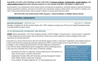 2017 First Place Best Iinformation Technology Resume Page 1