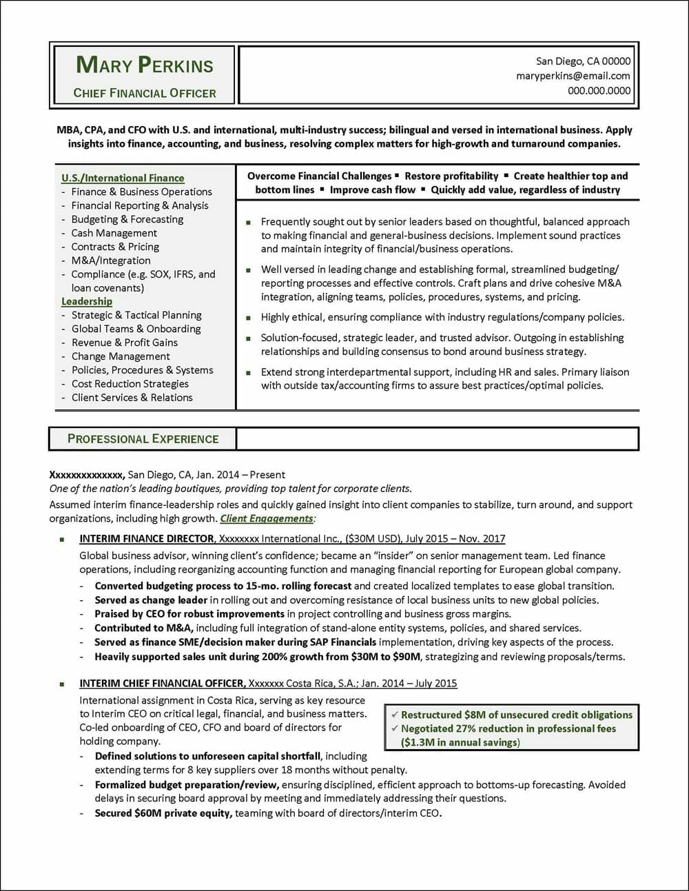 Chief Financial Officer Resume Pg1