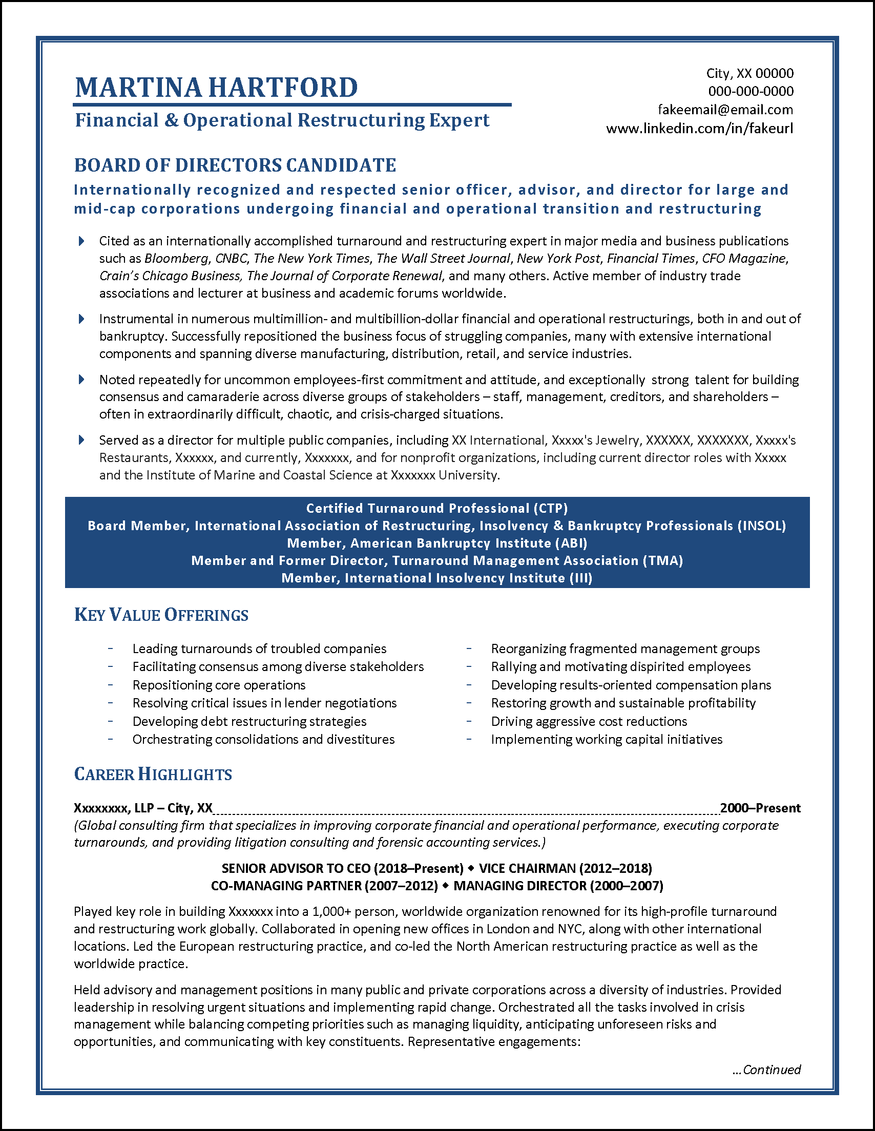 Board Resume Example 3 Page 1