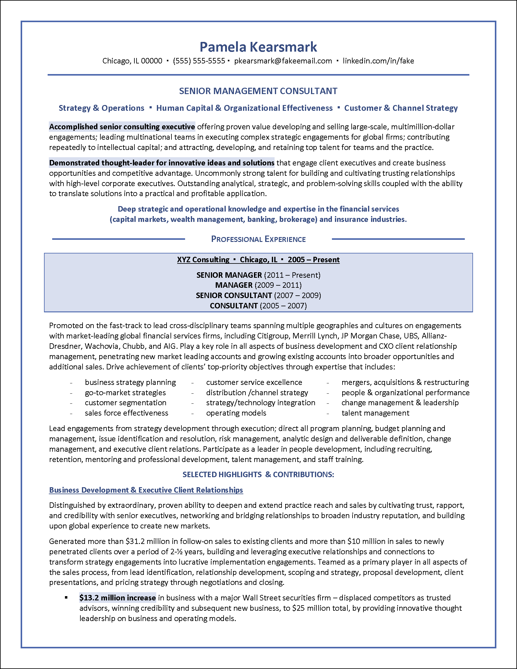 Management Consulting Resume Page 1