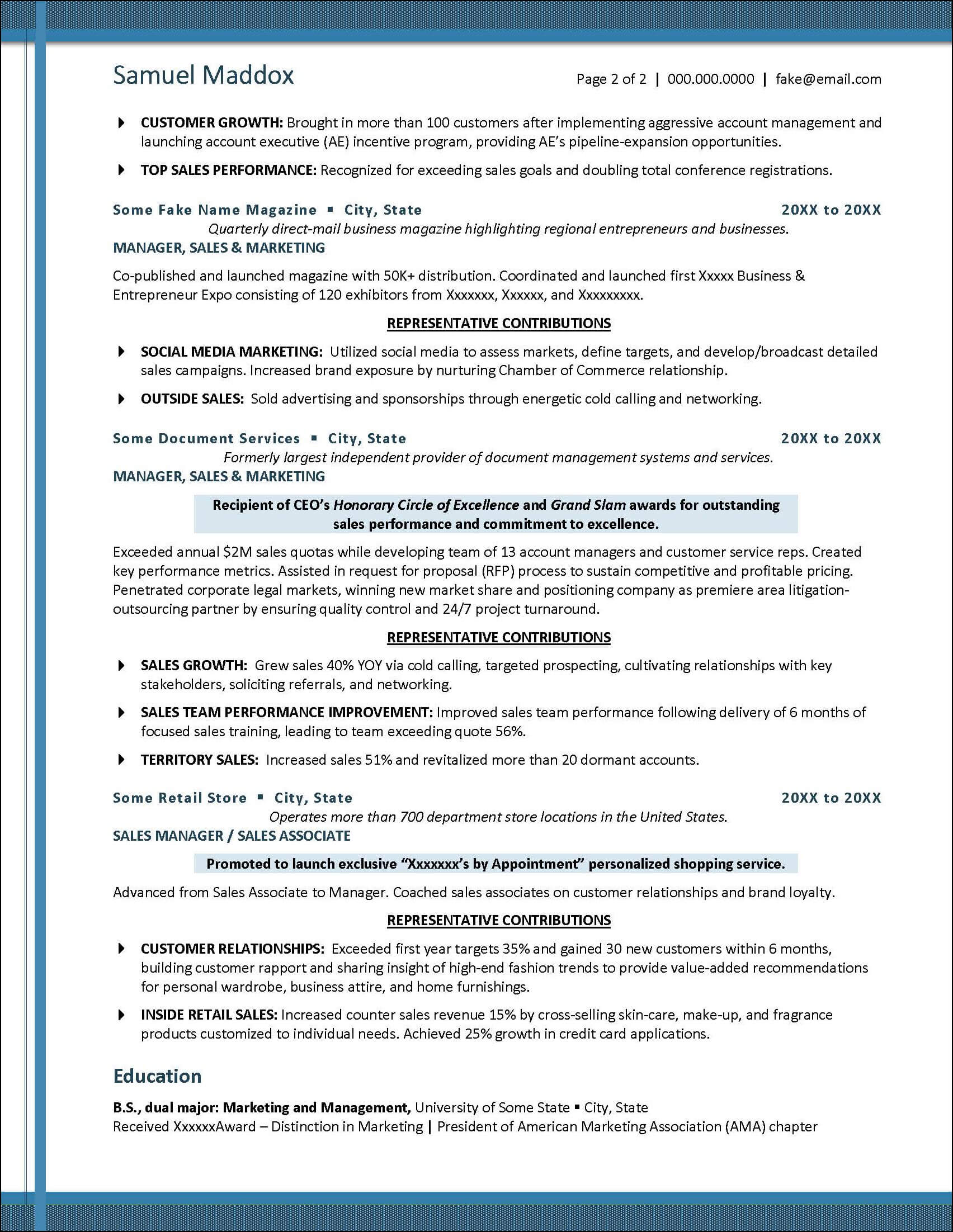 Sales Manager Resume Example P2