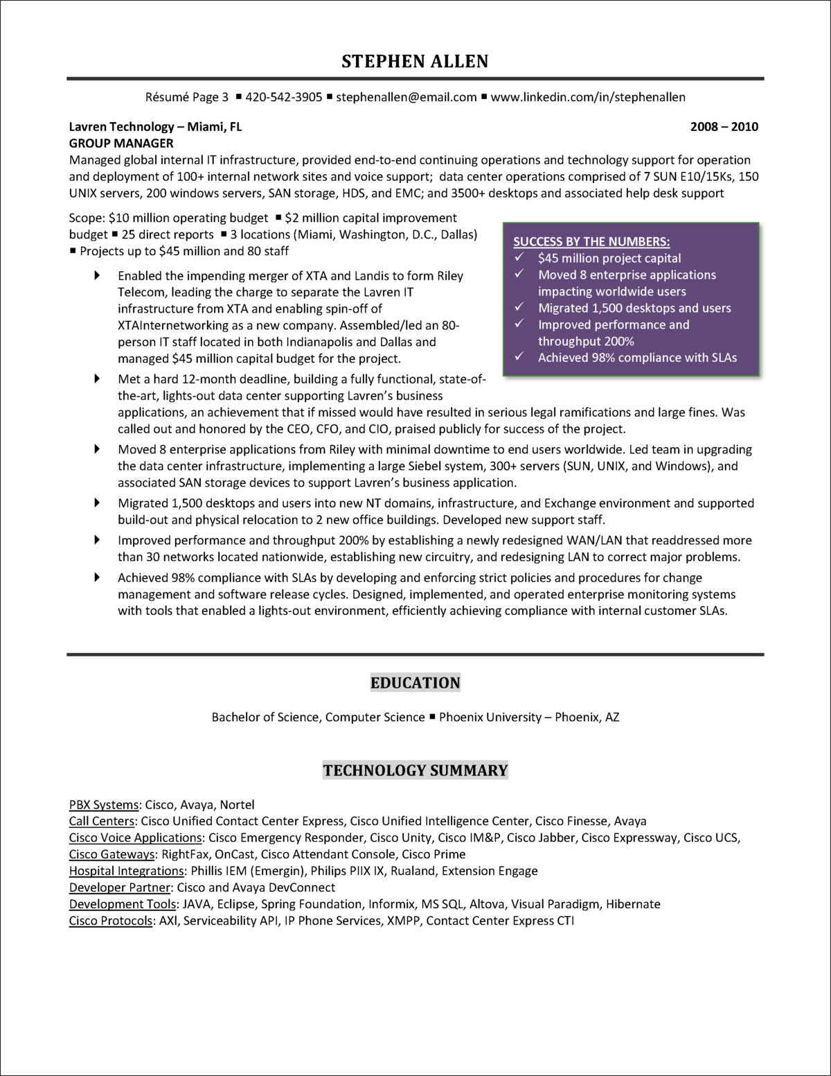 Technology Consultant Resume Example Page 3