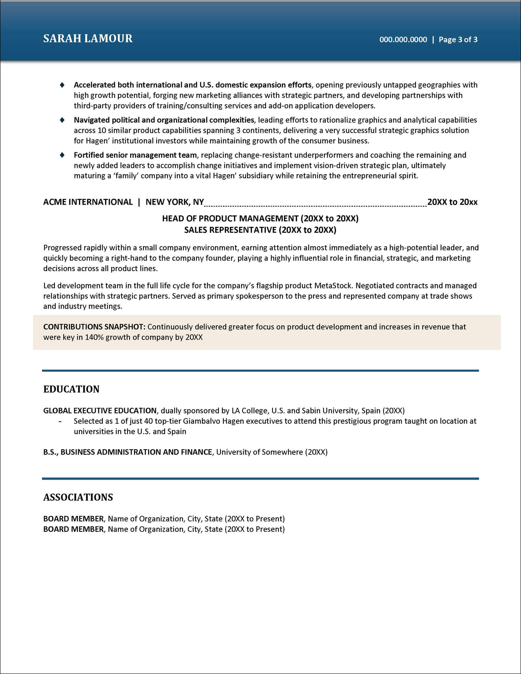 C level Executive Resume Page 3