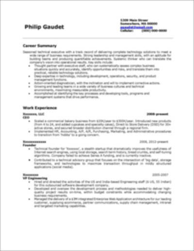 Cto Resume – Chief Technology Officer Resume
