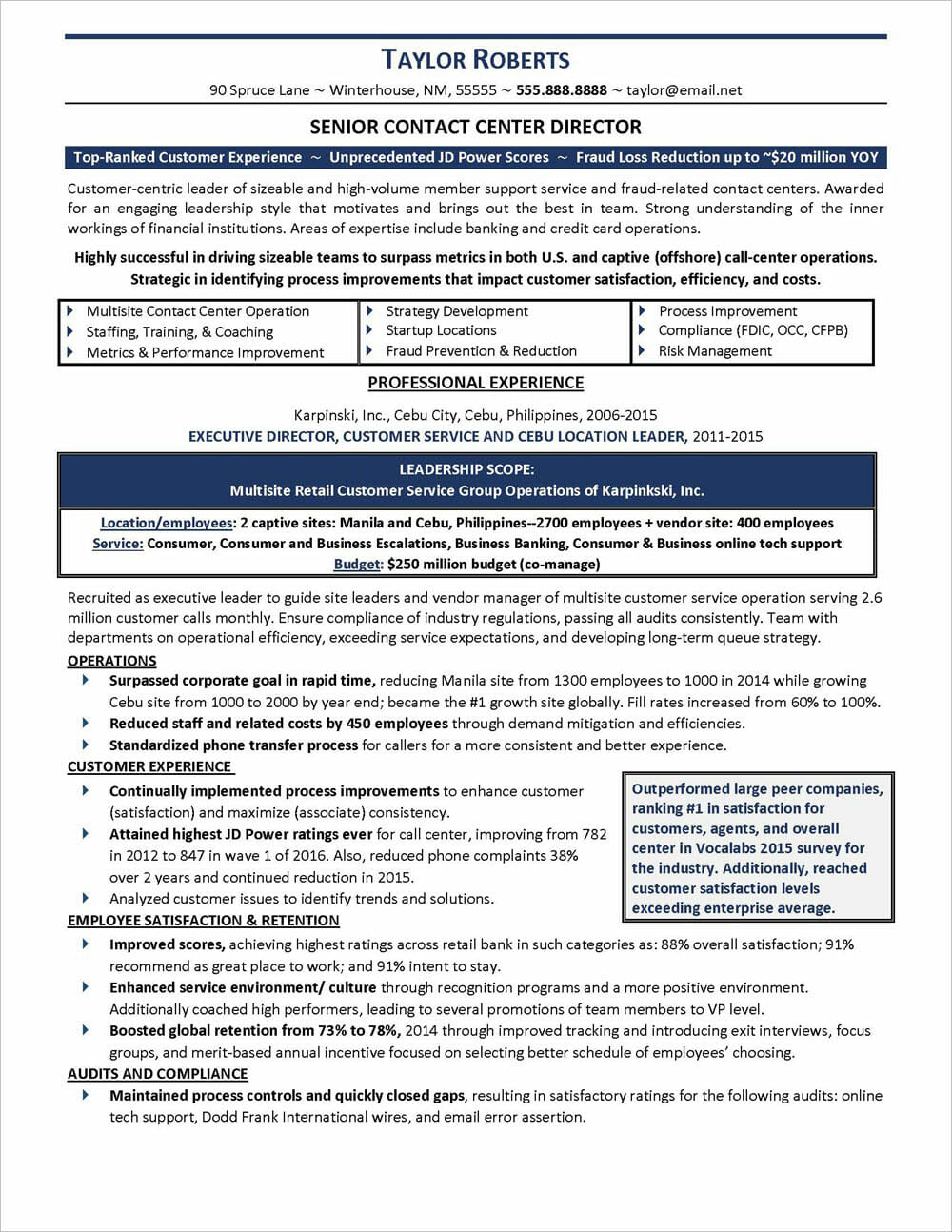 Call Center Resume Example - Distinctive Career Services