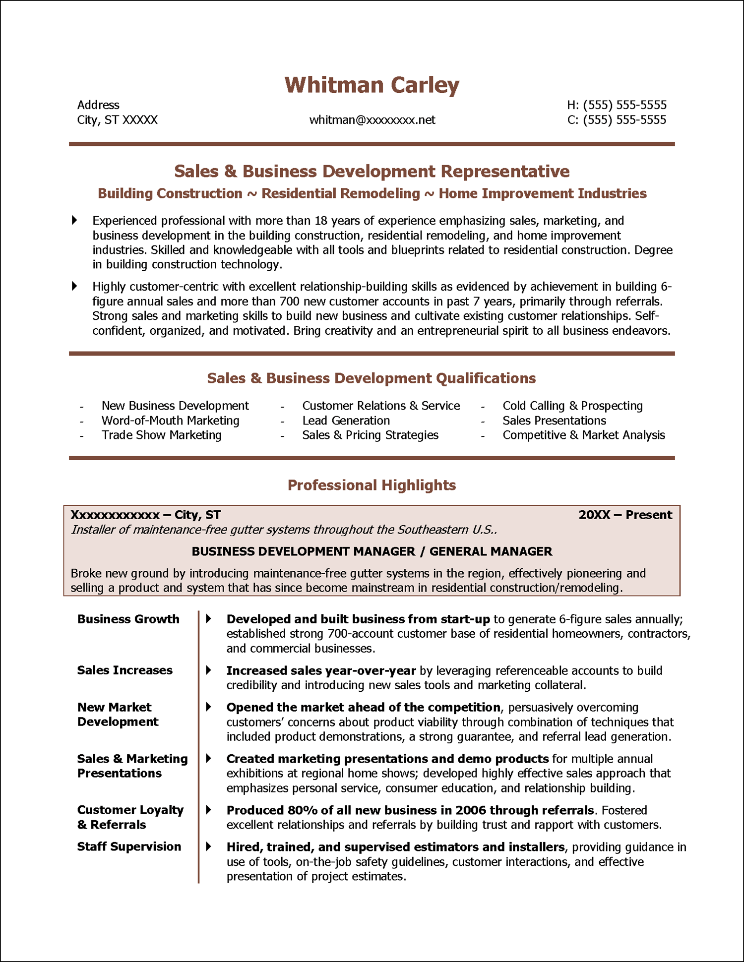 former business owner resume Page 1