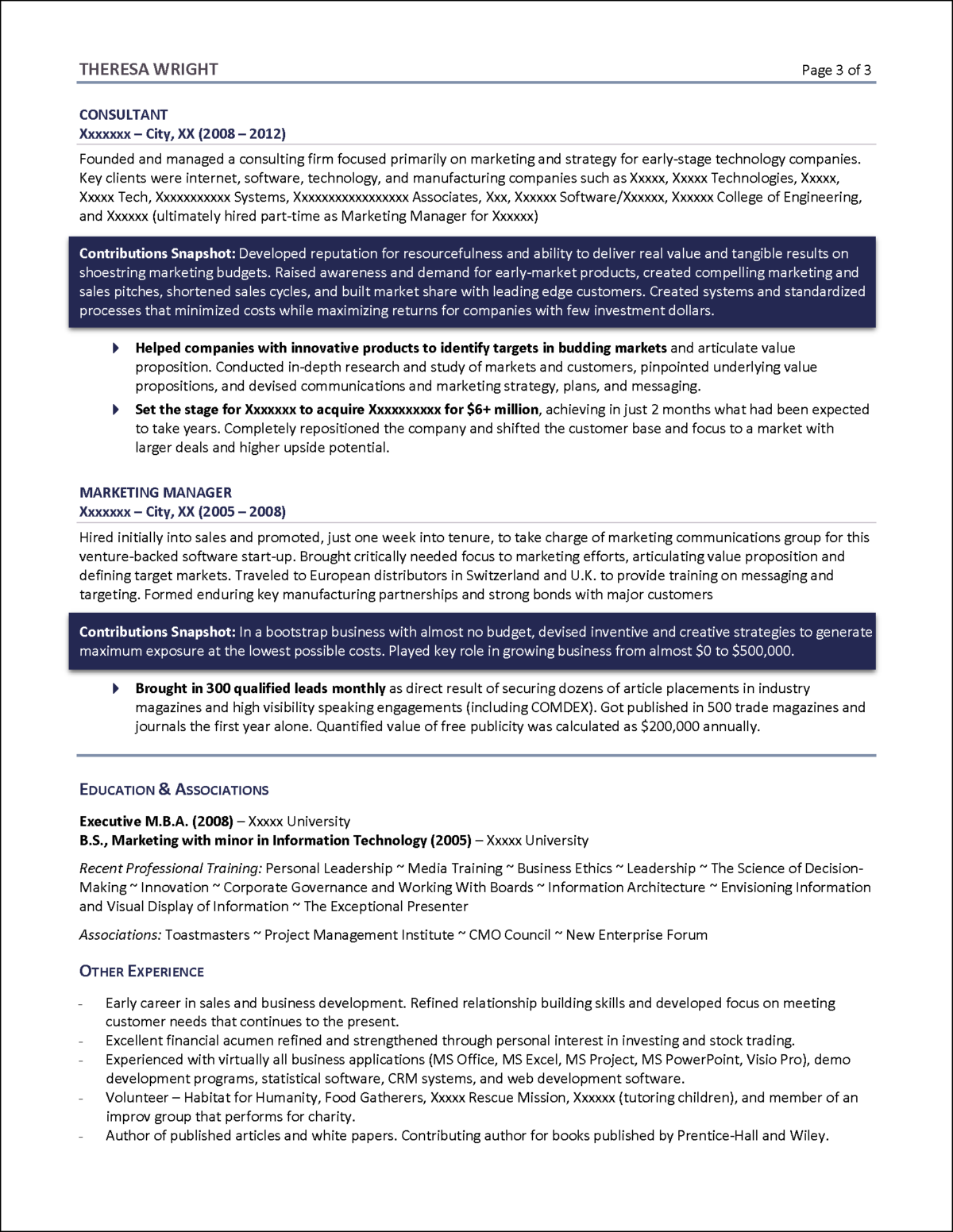 Strategy Consulting Resume Page 3