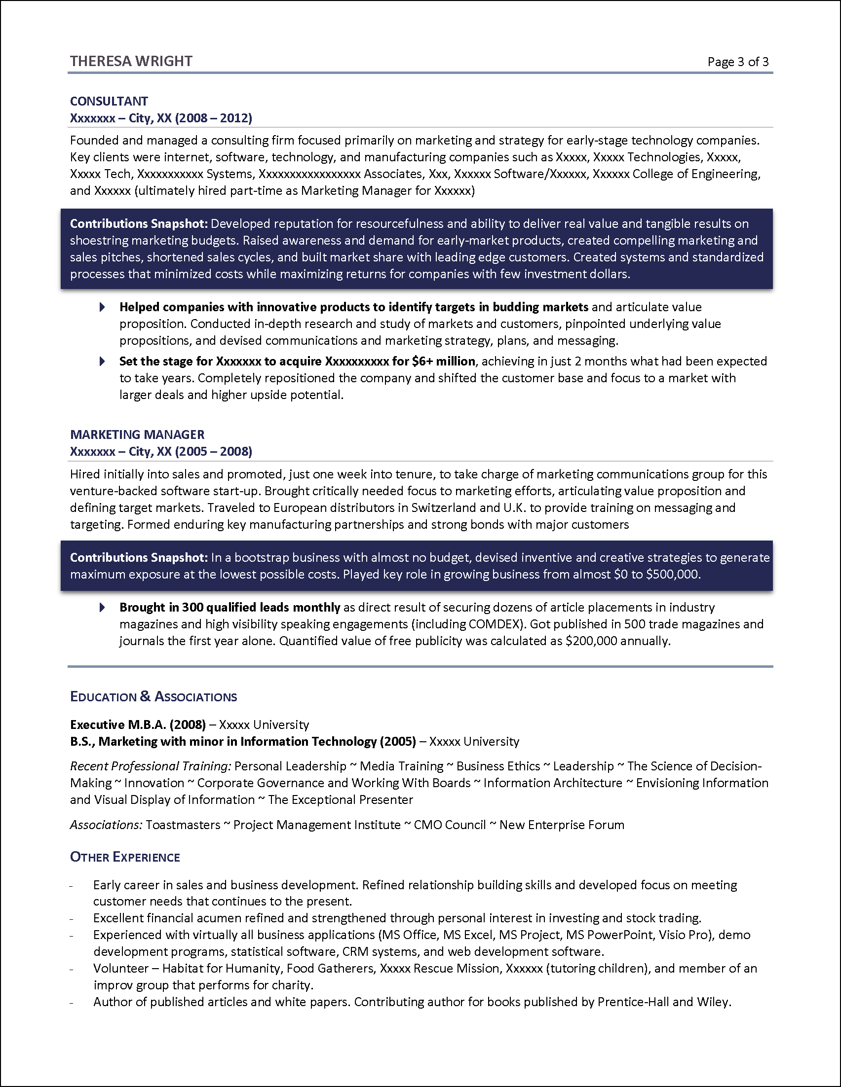 strategy consultant resume Page 3