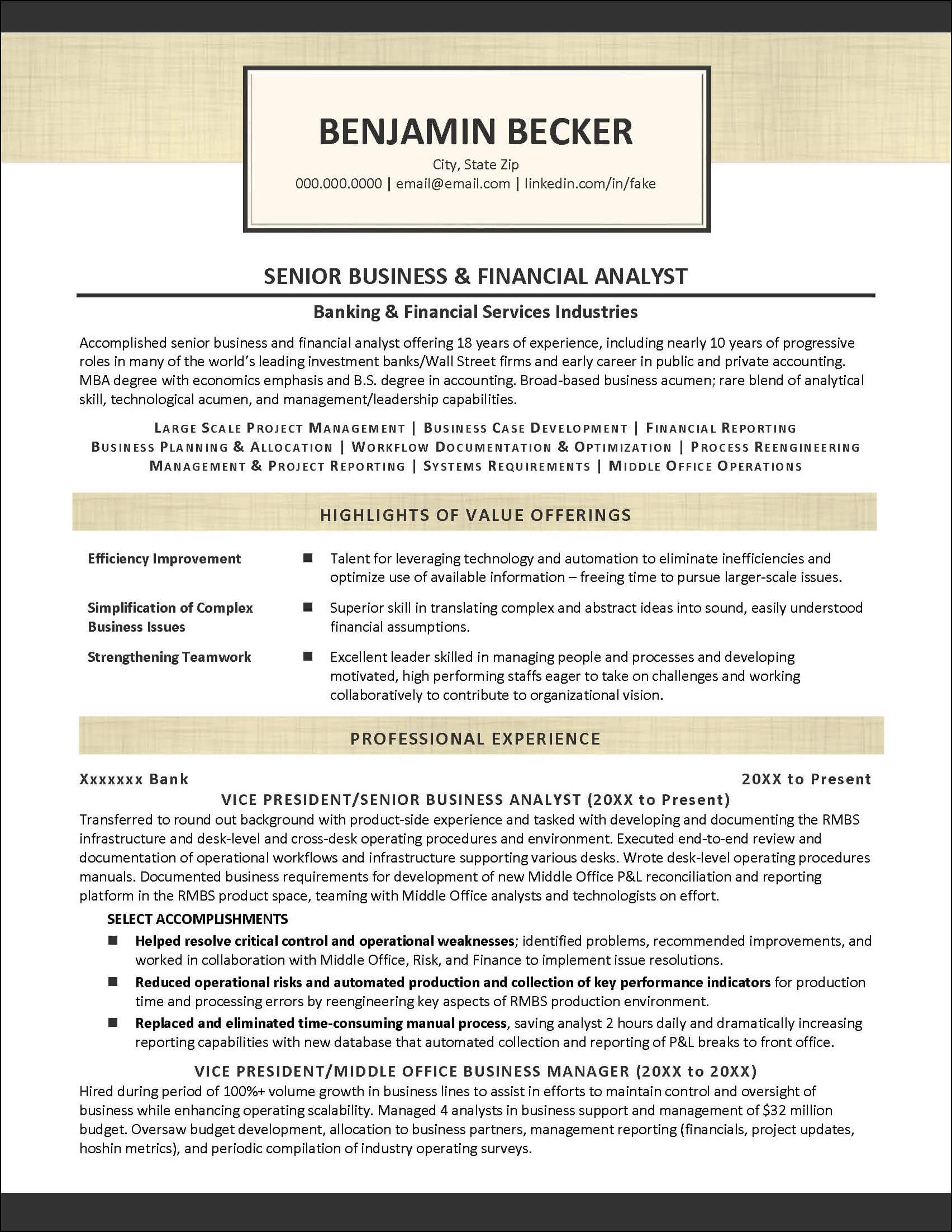 Example Business Analyst Resume P1