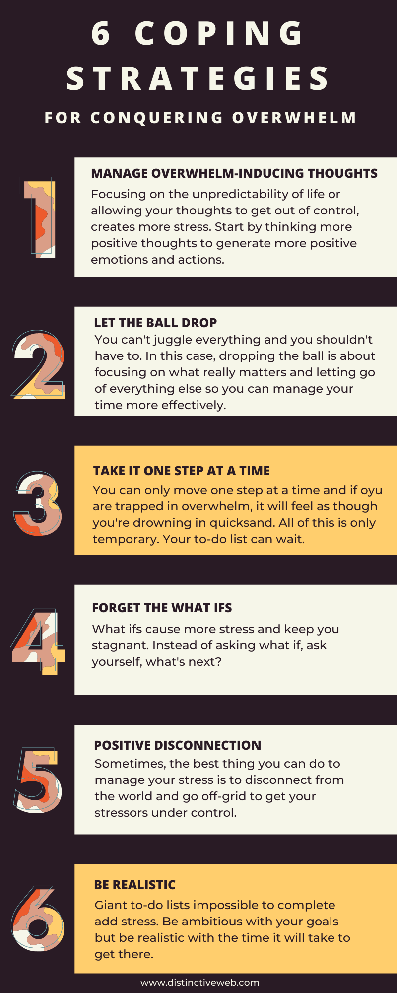 6 Coping Strategies for Overwhelm Infographic