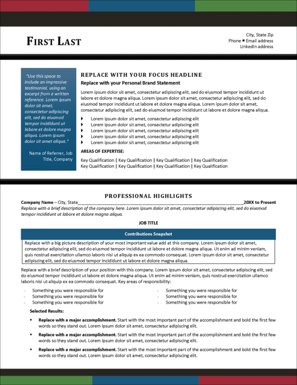 Example Modern Resume Template for Executives