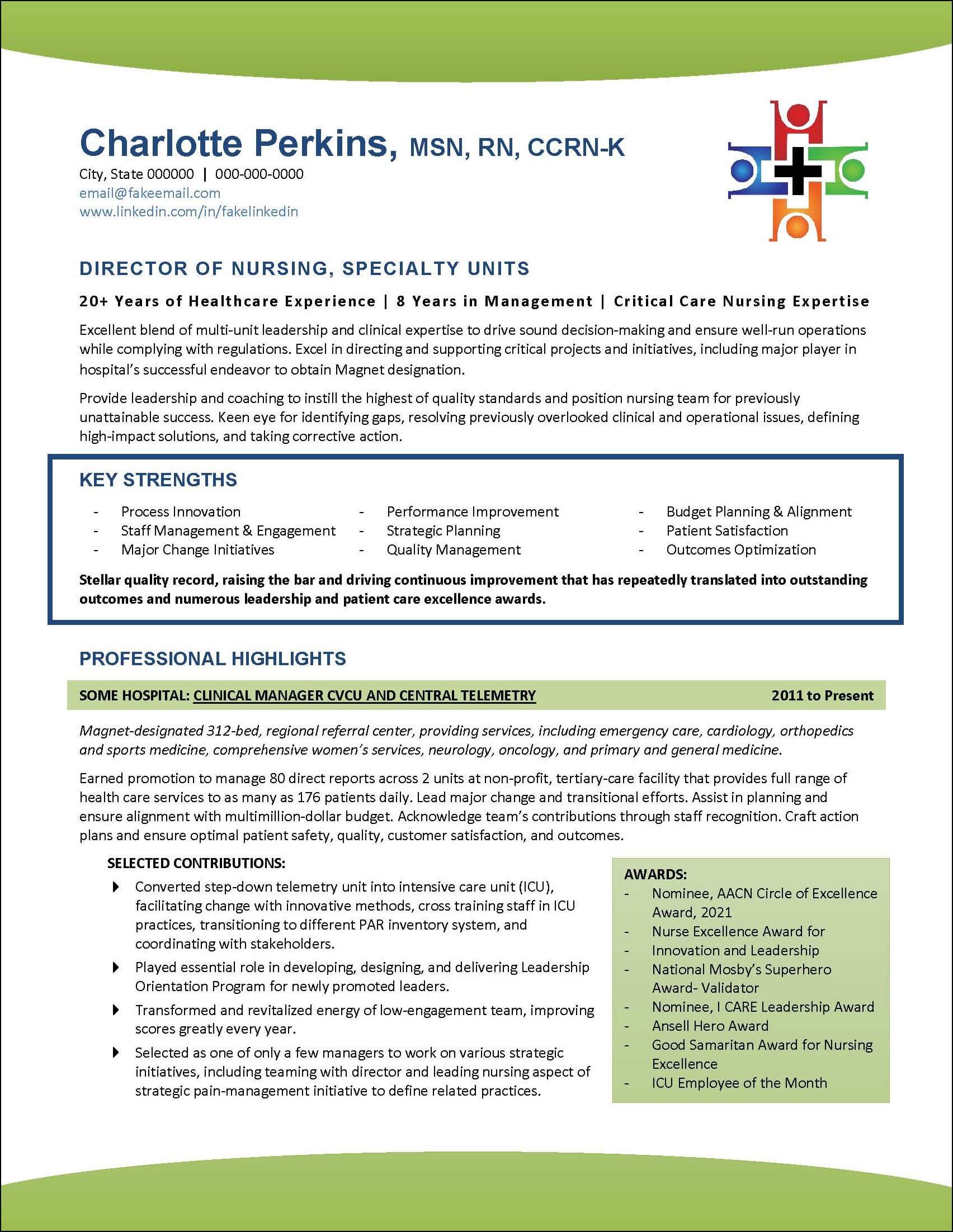 Example Nursing Resume Page 1