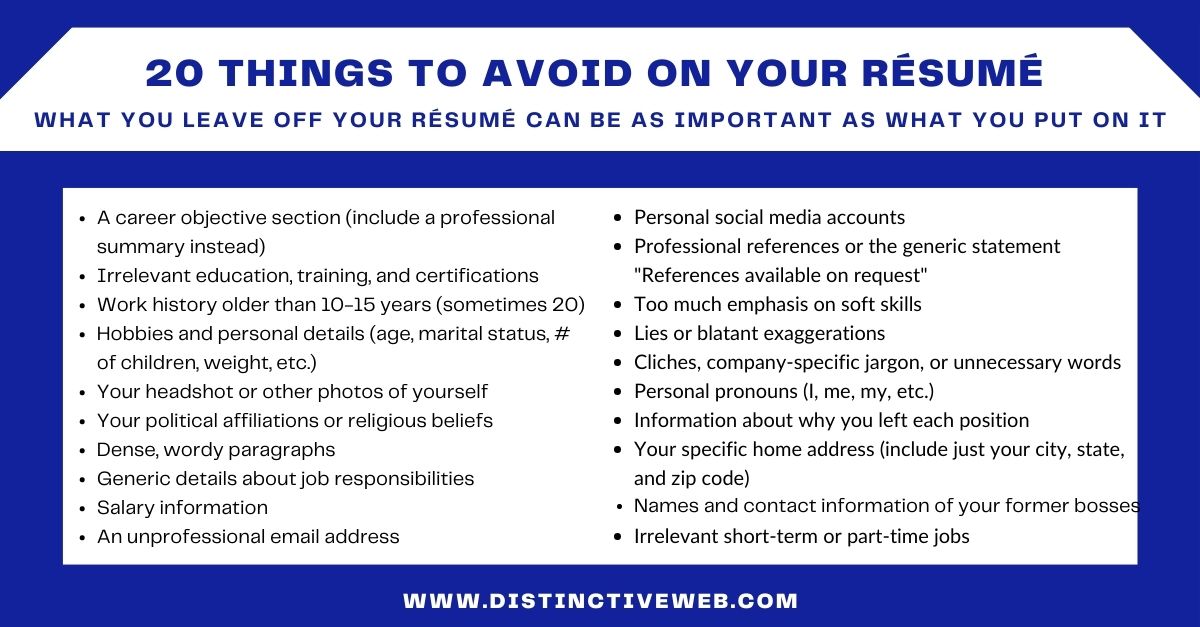 What Not To Include On a Resume 20 Things to Avoid
