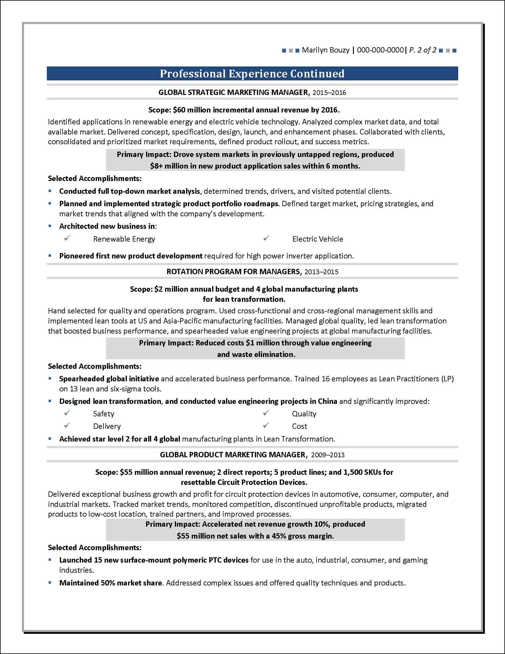 Product Manager Resume Page 2