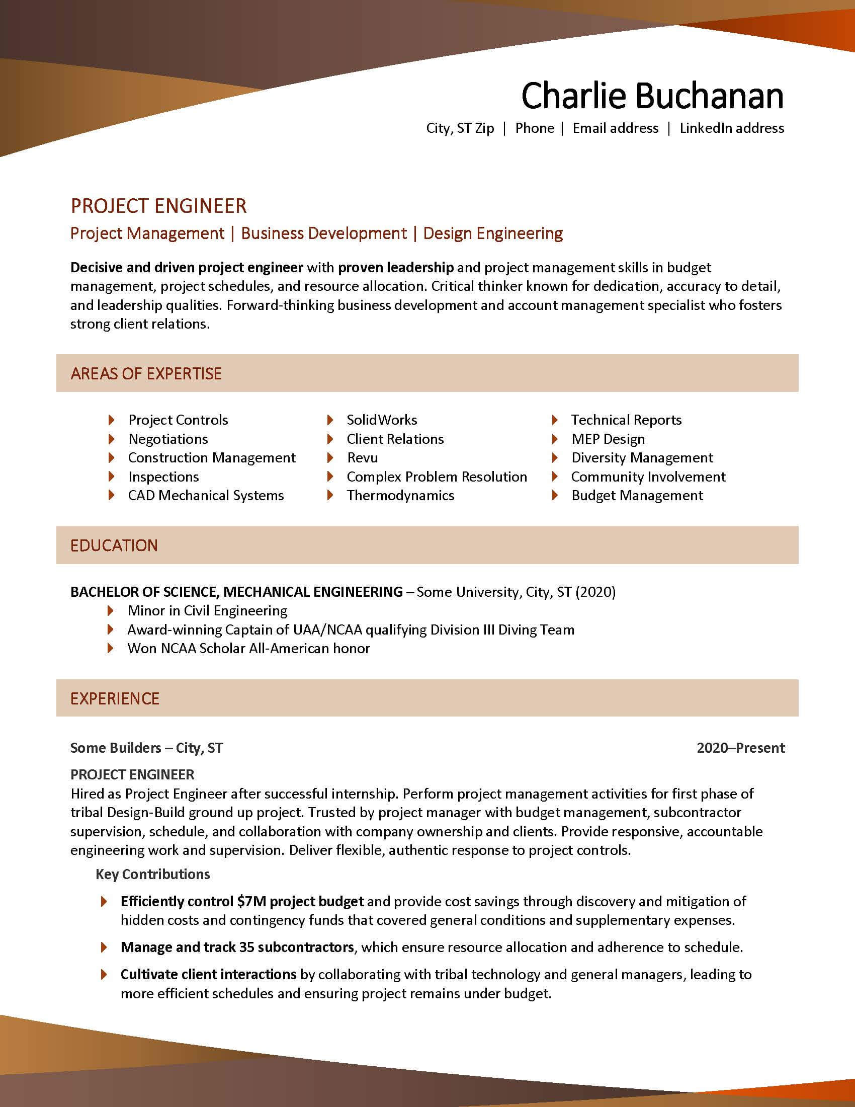 Resume Example with Volunteer Section Page 1